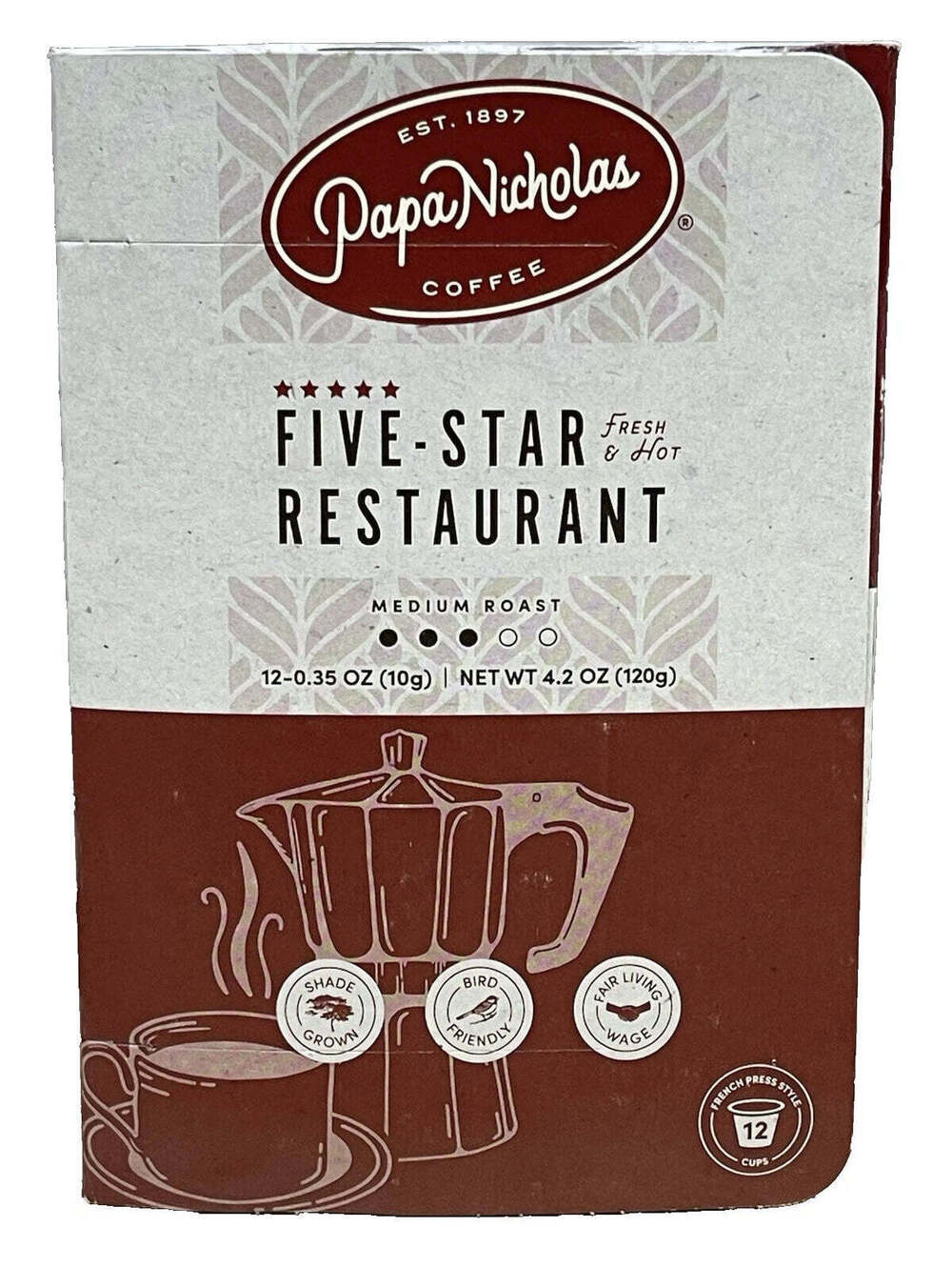 Papa Nicholas Five-Star Restaurant Blend Medium Roast Coffee Pods β 12 Count